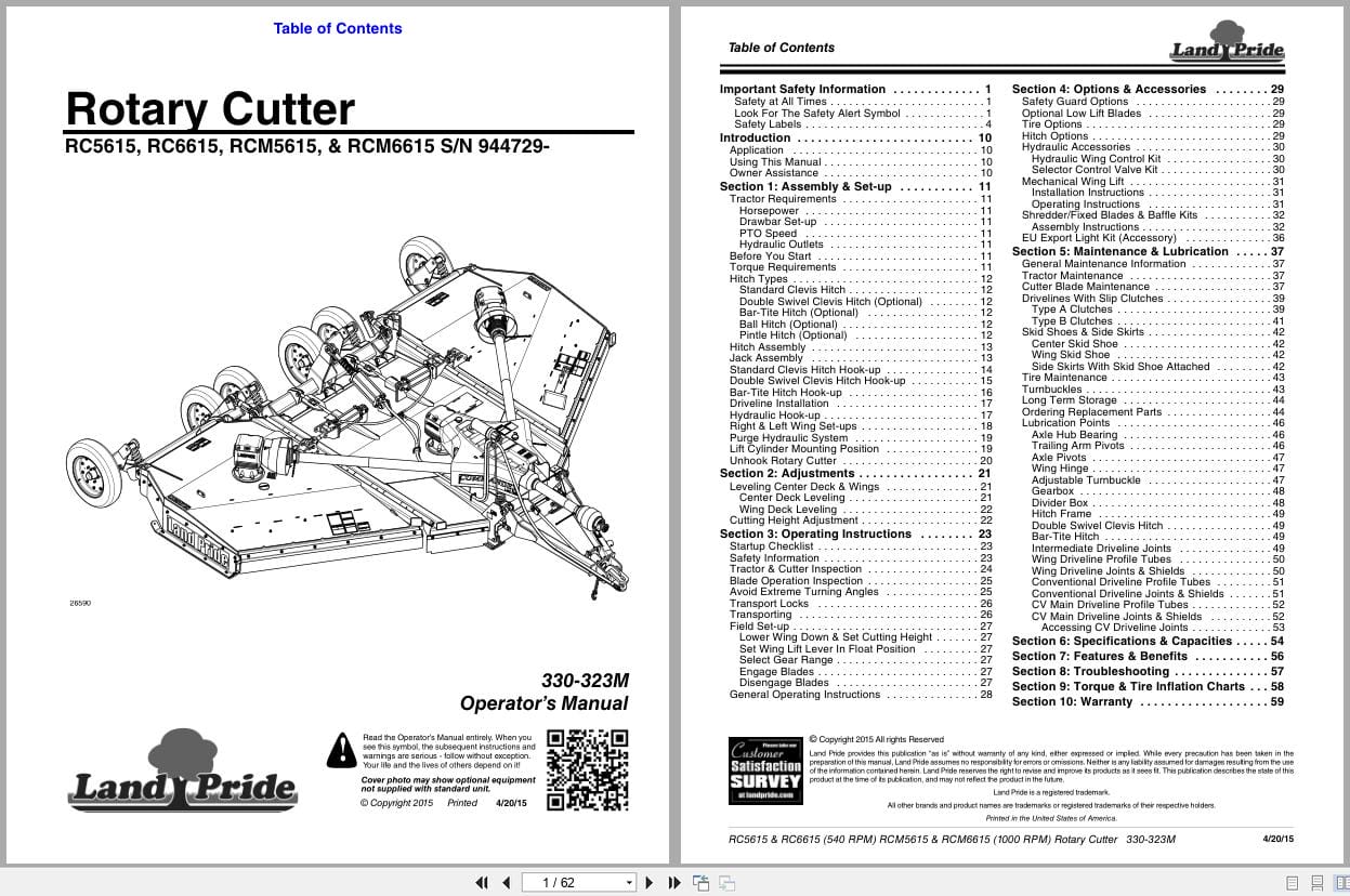 Land Pride Rotary Cutters RC5615 RC6615 RCM5615 RCM6615 Operator Manual 330 323M (1)