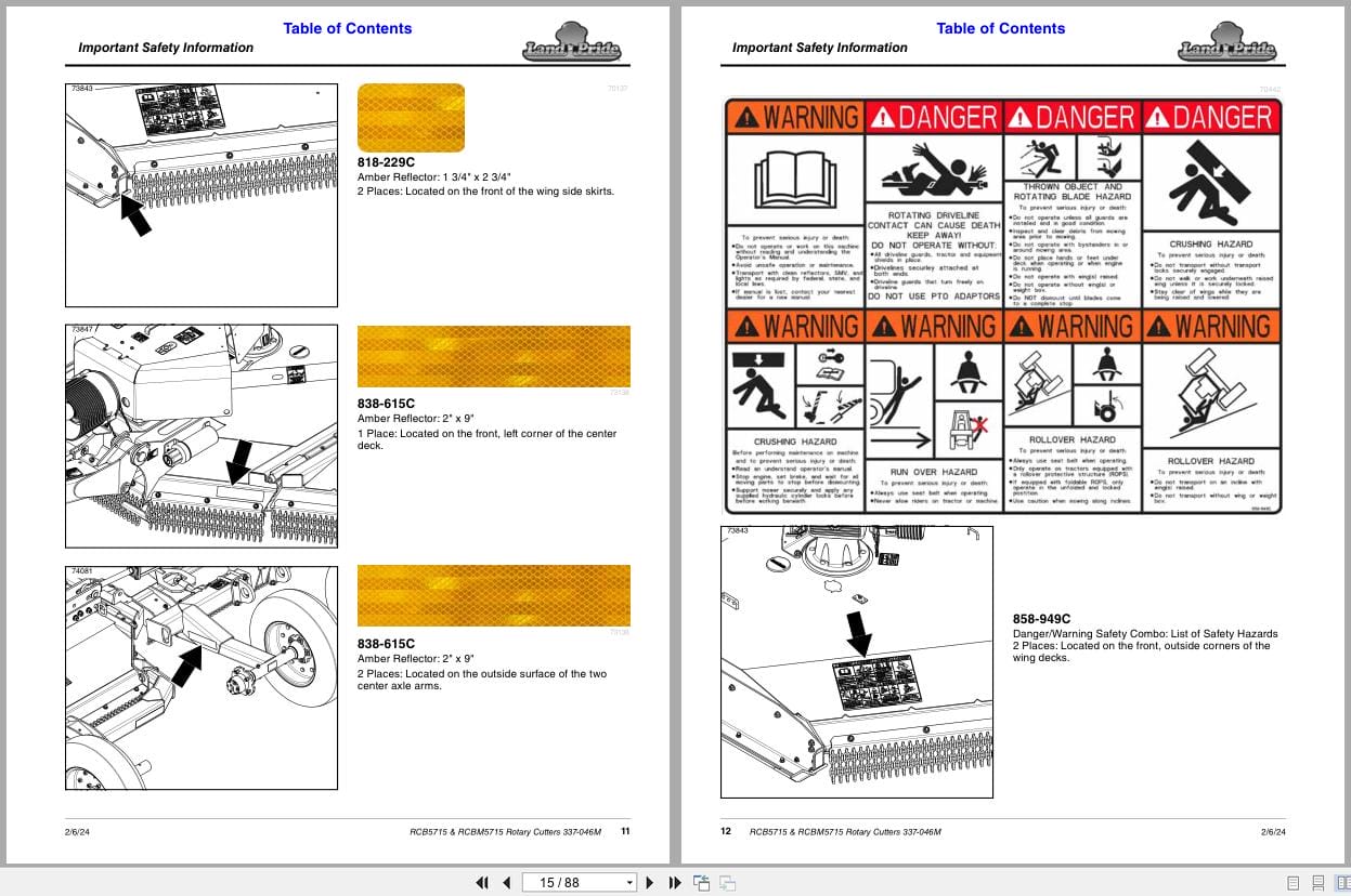 Land Pride Rotary Cutters RCB5715 RCBM5715 Operation Manual 337 046M (2)