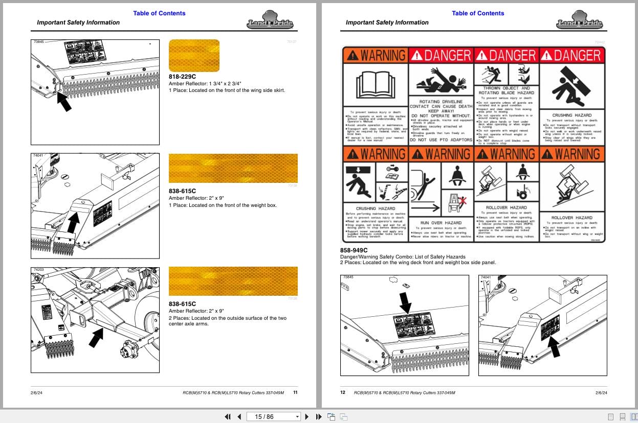 Land Pride Rotary Cutters RCBM5710 RCB5710 RCBML5710 RCBL5710 Operation Manual 337 049M (2)