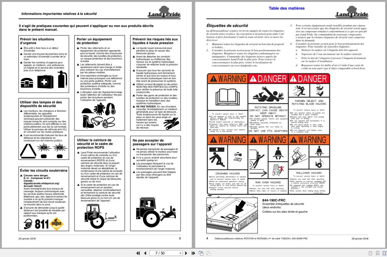 Land Pride Rotary Cutters RCF2784 RCR2684 Operator Manual 326 364M FRC FR (2)