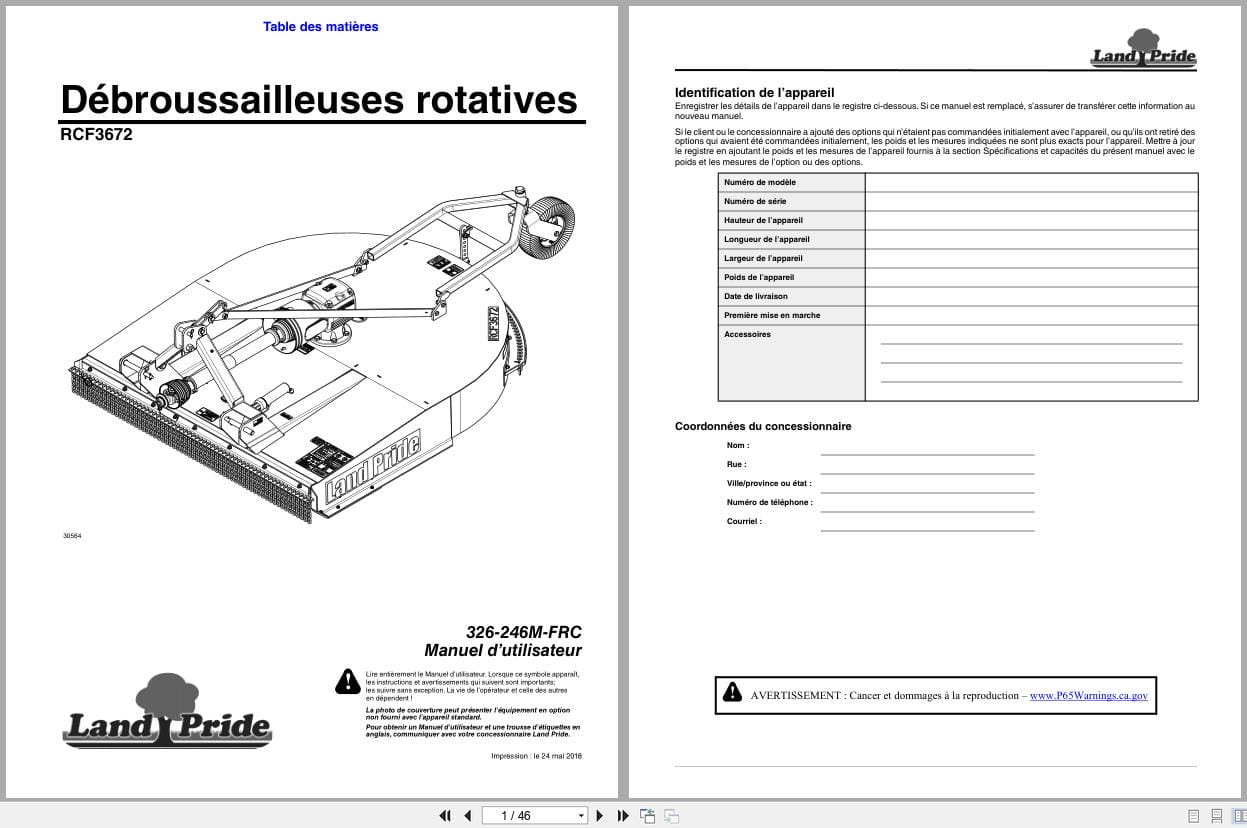 Land Pride Rotary Cutters RCF3672 Operator Manual 326 246M FRC FR (1)