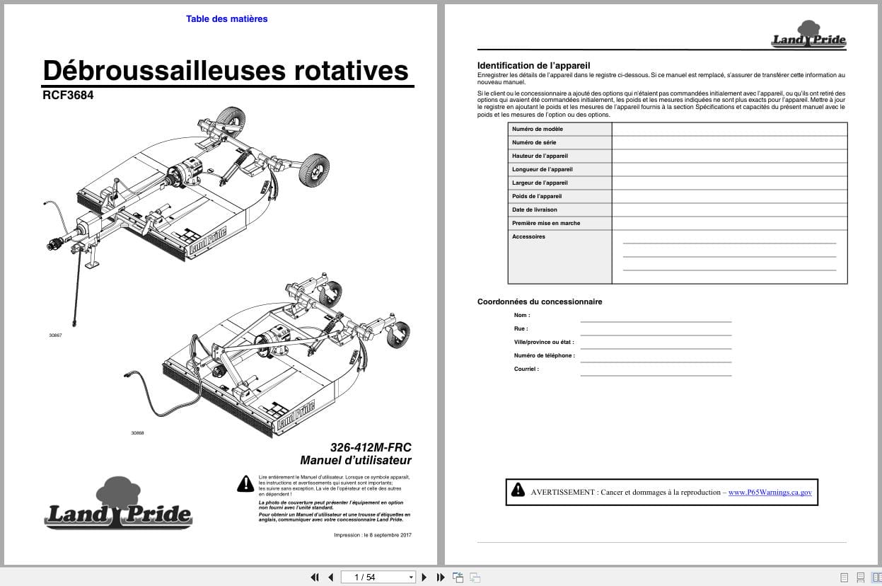 Land Pride Rotary Cutters RCF3684 Operator Manual 326 412M FRC FR (1)