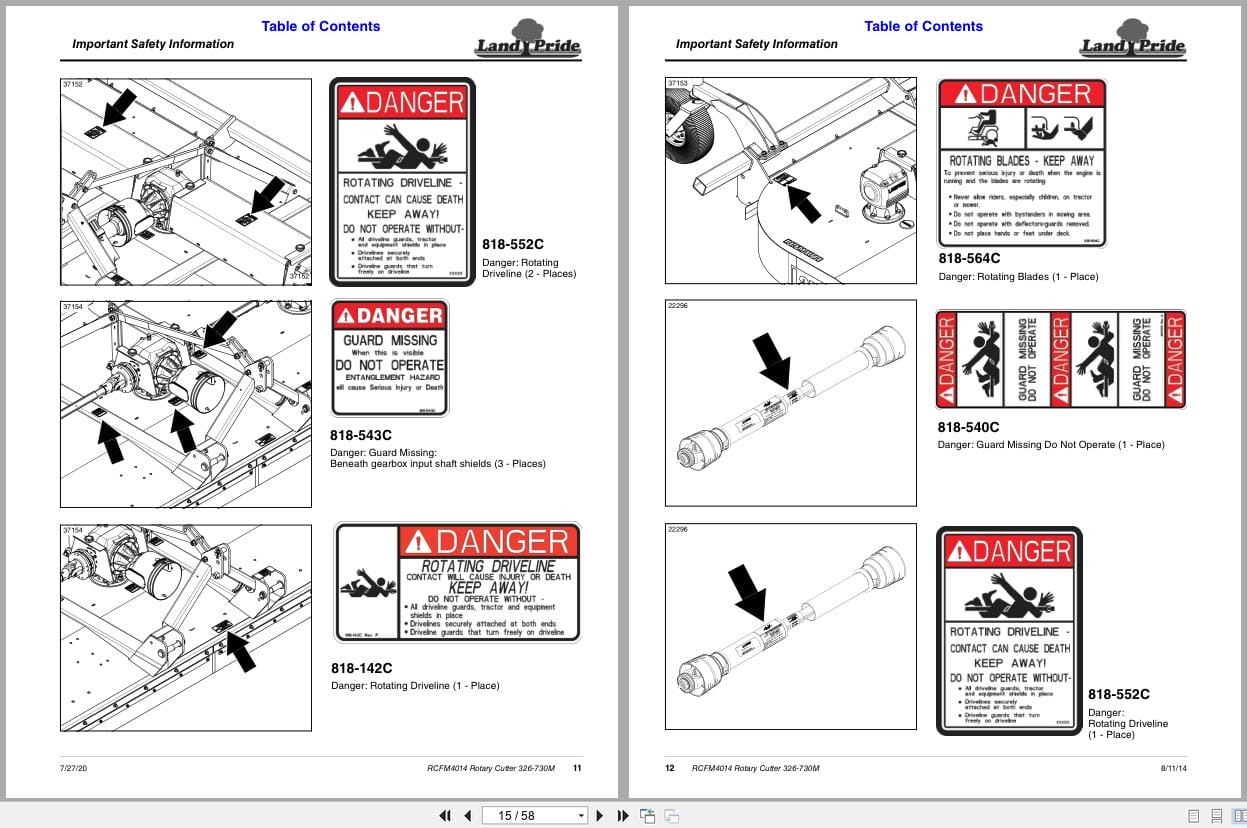 Land Pride Rotary Cutters RCFM4014 Operator Manual 326 730M (2)