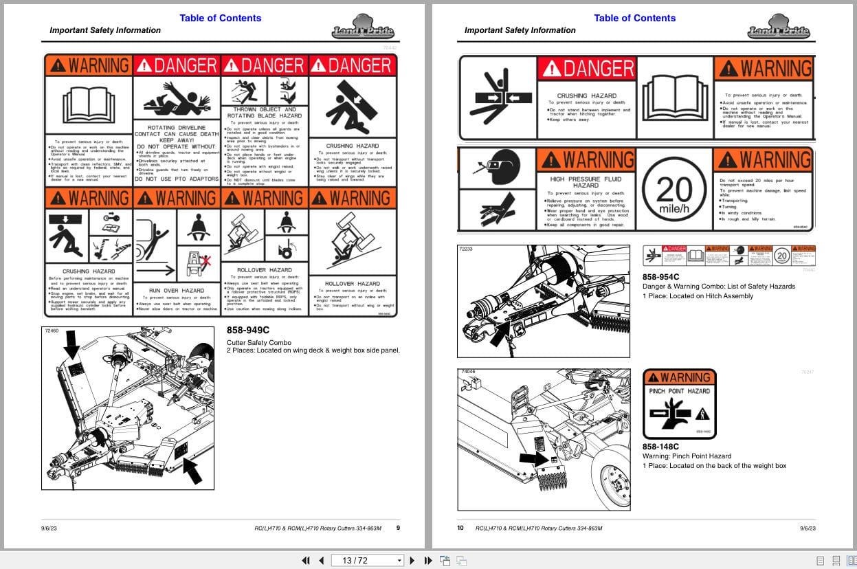 Land Pride Rotary Cutters RCL4710 RC4710 RCML4710 RCM4710 Operation Manual 334 863M (2)