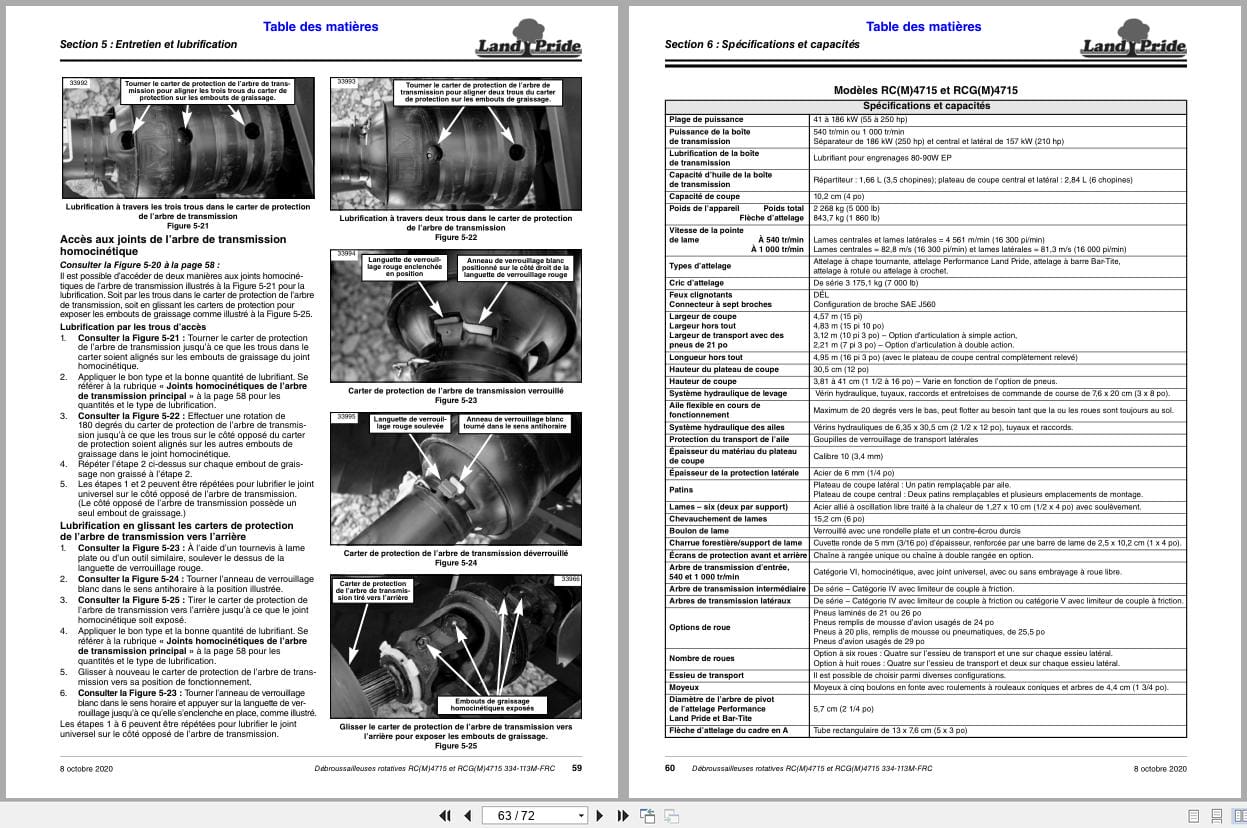 Land Pride Rotary Cutters RCM4715 RC4715 RCGM4715 RCG4715 Operator Manual 334 113M FRC FR (2)