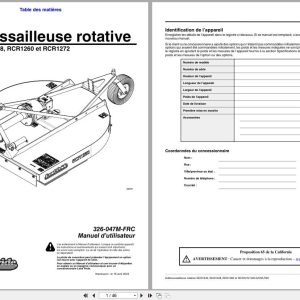 Land Pride Rotary Cutters RCR1242 RCR1248 RCR1260 RCR1272 Operator Manual 326 047M FRC FR (1)