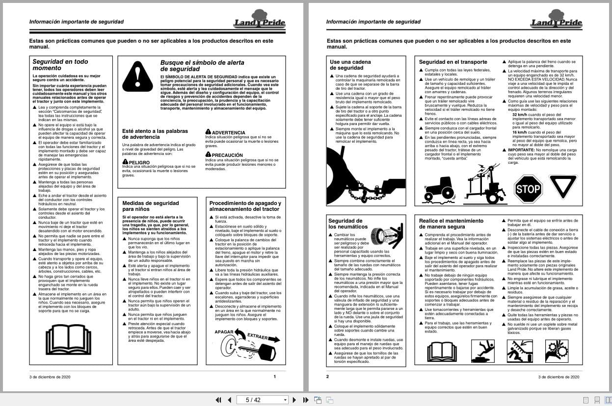 Land Pride Rotary Cutters RCR1860 RCR1872 Operator Manual 312 849M SPA ES (2)
