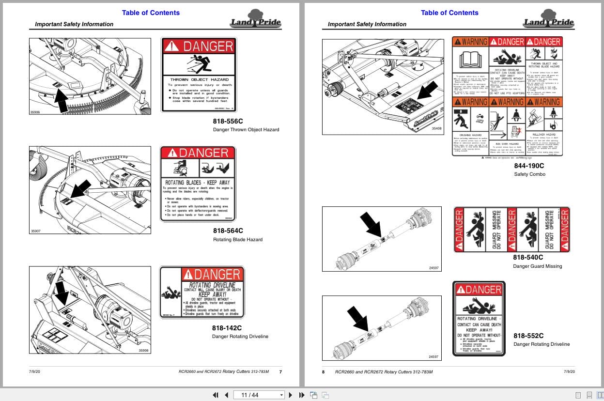 Land Pride Rotary Cutters RCR2660 RCR2672 Operation Manual 312 783M 2020 (2)