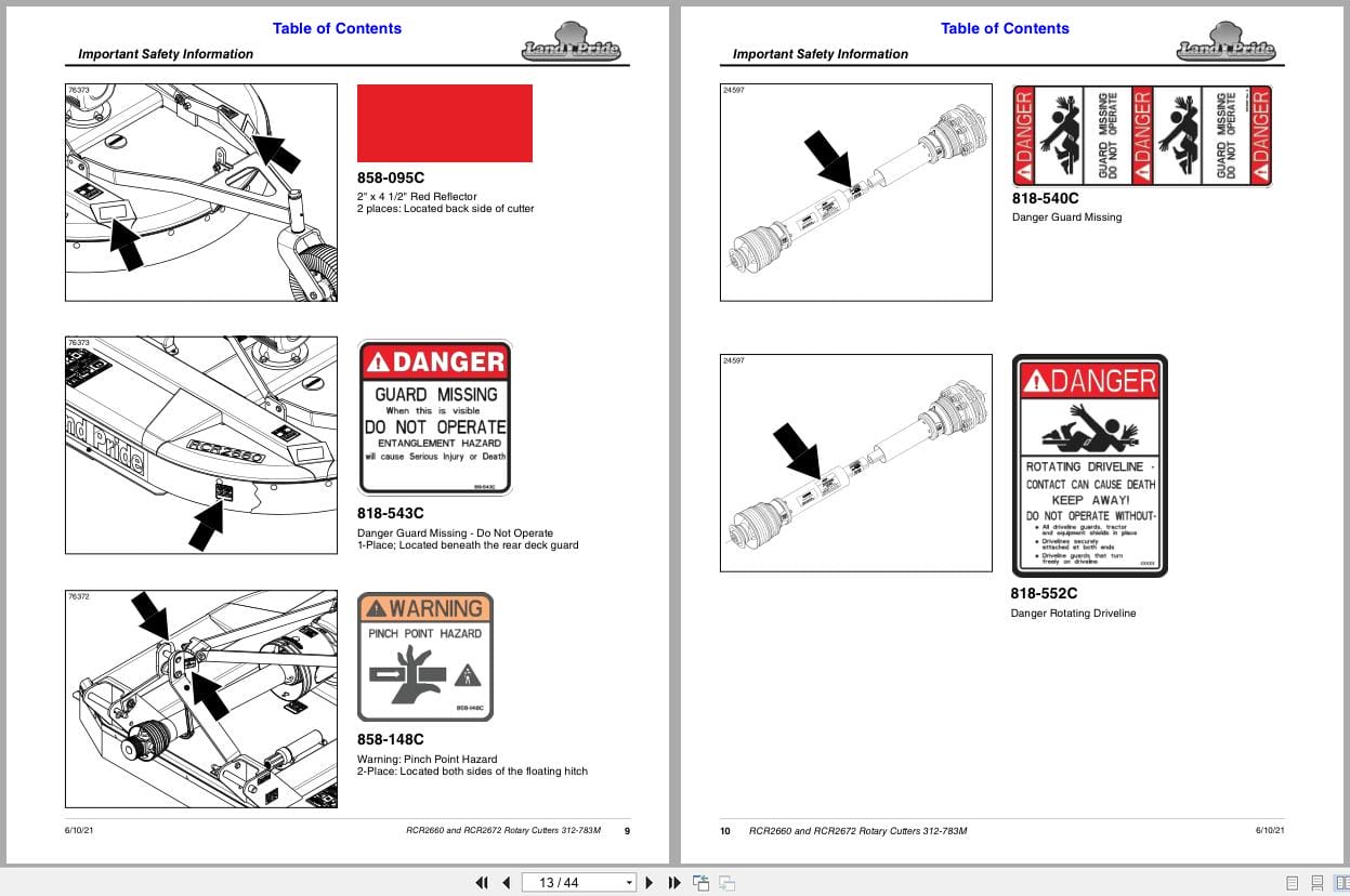 Land Pride Rotary Cutters RCR2660 RCR2672 Operation Manual 312 783M 2021 (2)