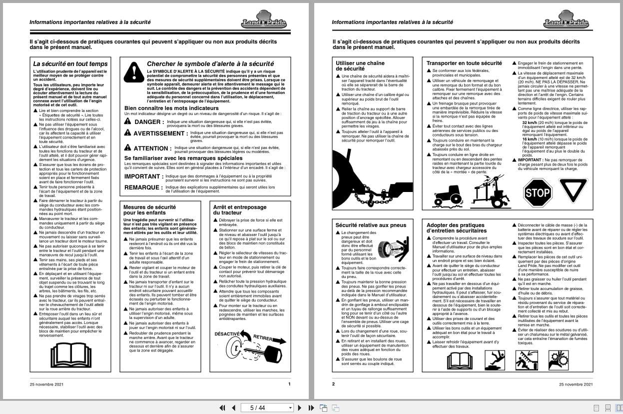Land Pride Rotary Cutters RCR2660 RCR2672 Operator Manual 312 783M FRC FR (2)