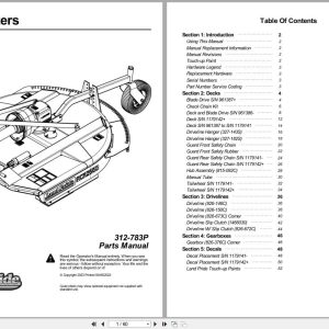 Land Pride Rotary Cutters RCR2660 RCR2672 Parts Manual 312 783P (1)
