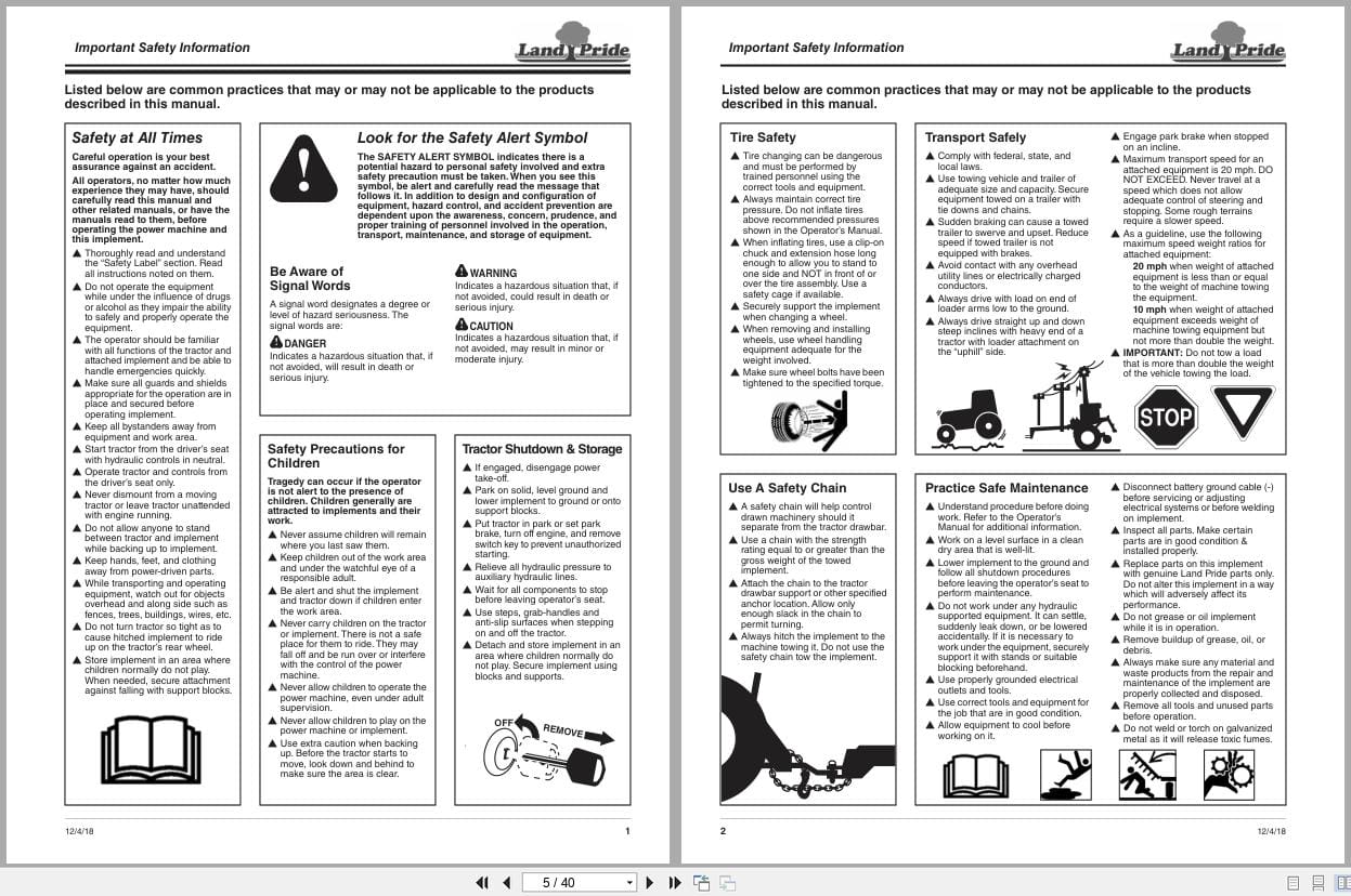 Land Pride Rotary Cutters RCR2684 Operation Manual 312 785M (2)