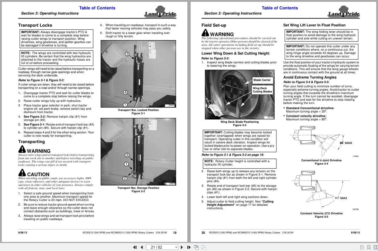 Land Pride Rotary Cutters RCR3515 RCRM3515 Operation Manual 318 301M (2)