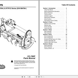 Land Pride Rotary Tillers RTA12 RTR12 Series Parts Manual 311 785P (1)