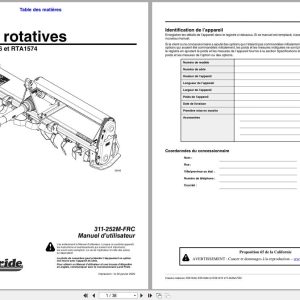 Land Pride Rotary Tillers RTA1558 RTA1566 RTA1574 Operator Manual 311 252M FRC FR (1)