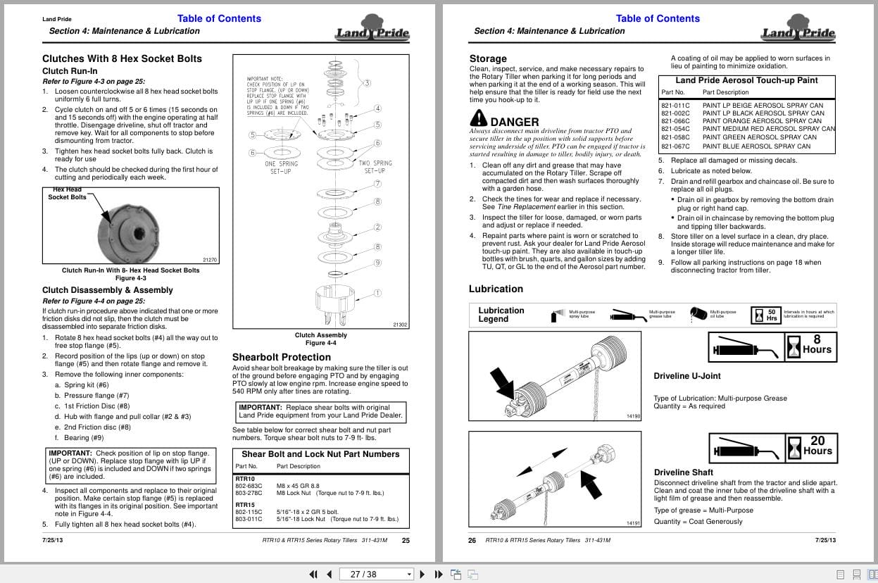 Land Pride Rotary Tillers RTR10 RTR15 Series Operation Manual 311 431M (2)