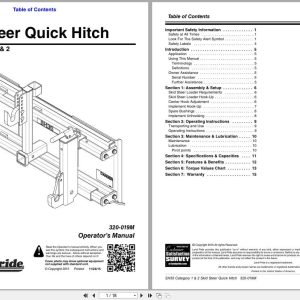 Land Pride Skid Steer Quick Hitch SH35 Operation Manual 320 019M (1)