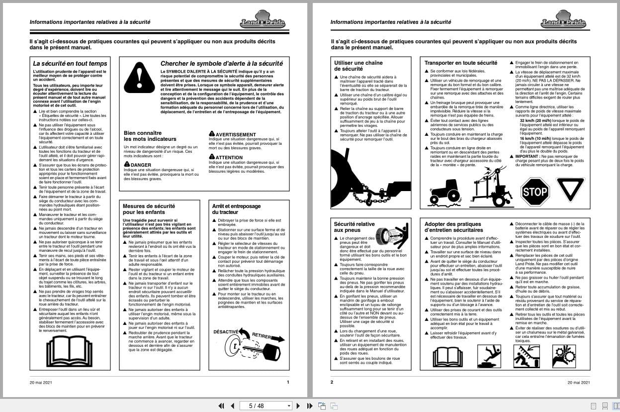 Land Pride Snow Blower SBD3596 SBD35108 Operator Manual 370 347M FRC FR (2)