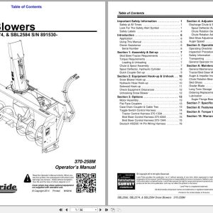 Land Pride Snow Blower SBL2566 SBL2574 SBL2584 Operation Manual 370 258M (1)