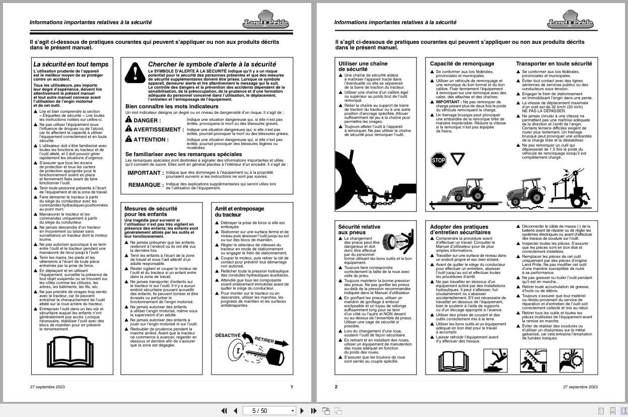 Land Pride Snow Blower SBP1664 SBP1674 SBP1684 Operator Manual 370 736M FRC FR (2)