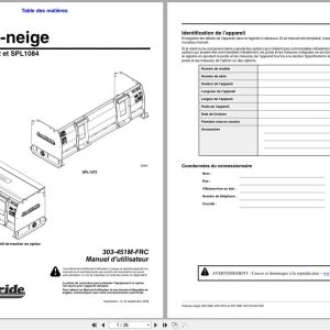 Land Pride Snow Pusher SPL1060 SPL1072 SPL1084 Operator Manual 303 451M FRC FR (1)