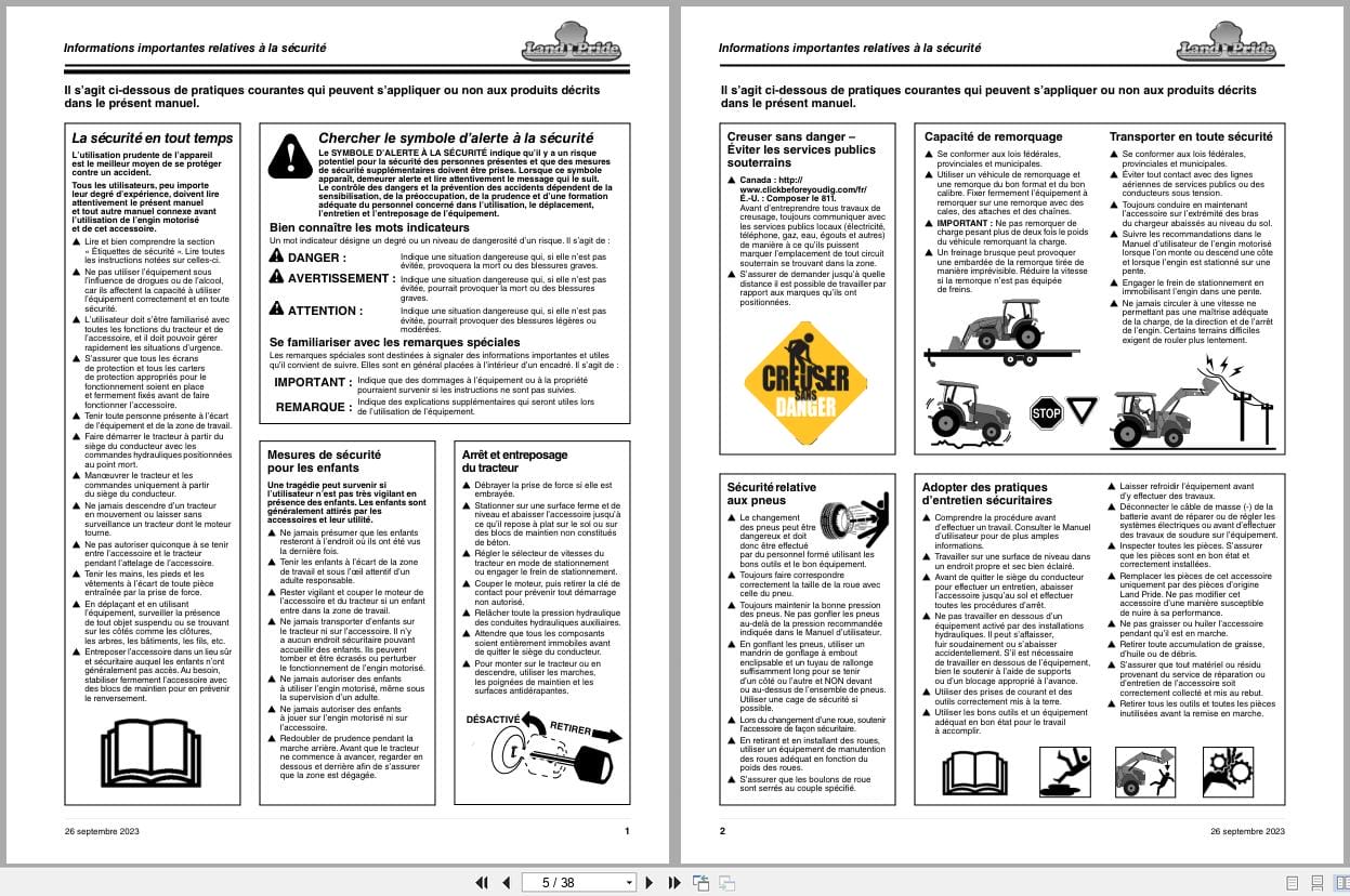 Land Pride Snow Trip Blade STB1060 STB1072 Operator Manual 301 501M FRC FR (2)