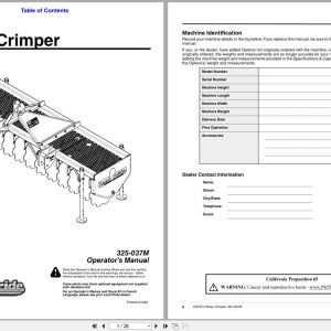 Land Pride Straw Crimper CR2572 Operator Manual 325 037M (1)