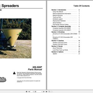 Land Pride Three Point Spreader FS500 FS700 FS1000 Parts Manual 309 500P (1)