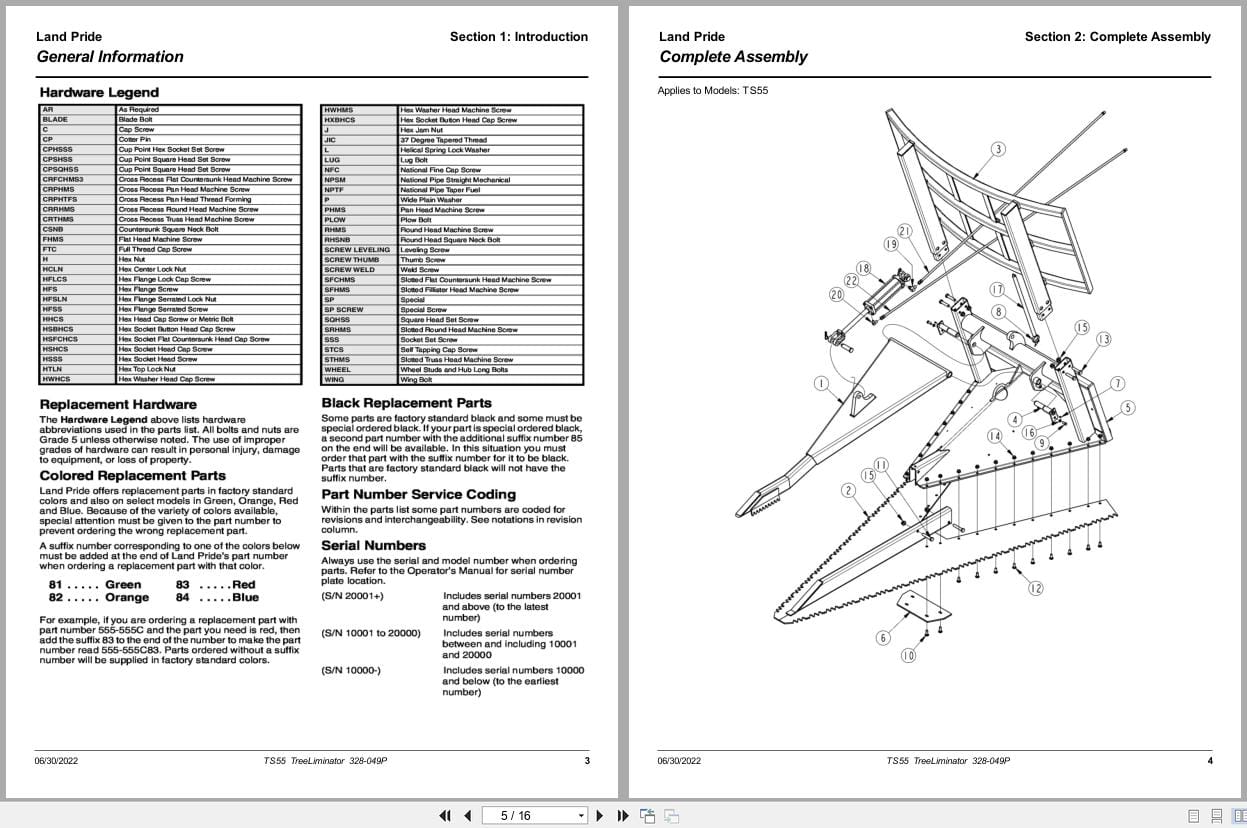 Land Pride TreeLiminator TS55 Parts Manual 328 049P (2)