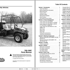Land Pride Utility Vehicles Treker 4200 NT 4200 ST 4400 NT 4400 ST Parts Manual 700 108P (1)
