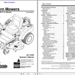 Land Pride Zero Turn Mowers Z44 Z52 Operation Manual 357 187M (1)