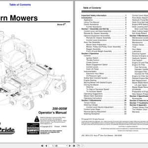 Land Pride Zero Turn Mowers Z52 Z60 Z72 Operator Manual 356 005M (1)