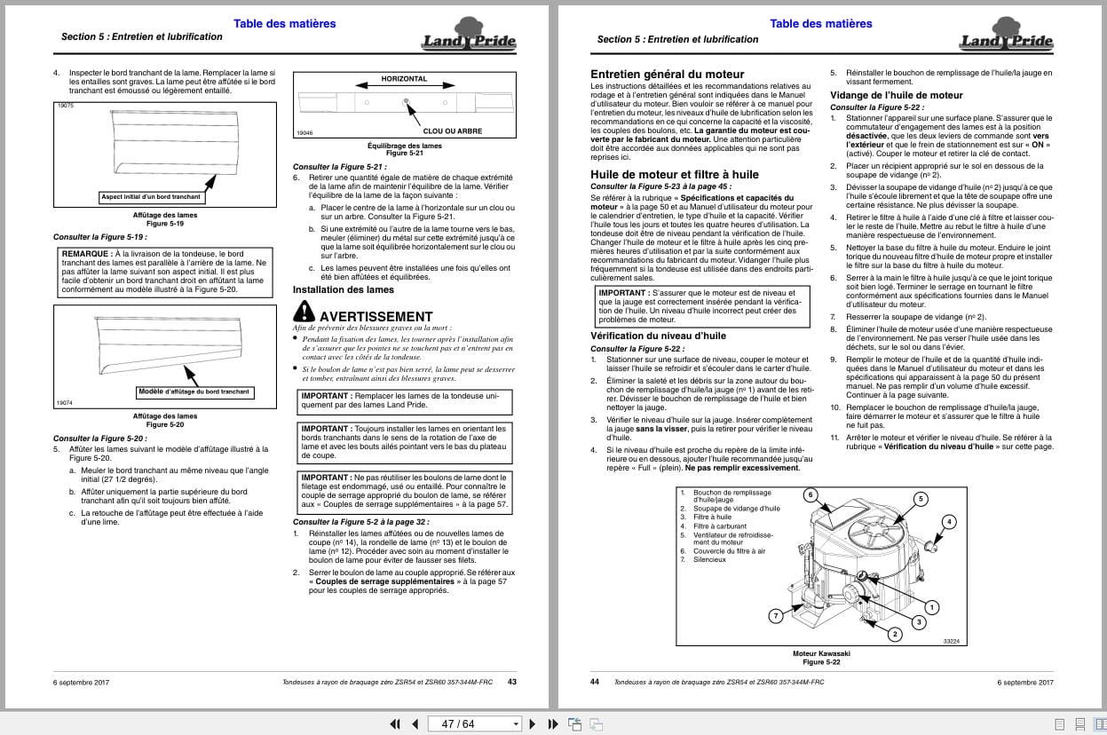 Land Pride Zero Turn Mowers ZSR54 ZSR60 Operator Manual 357 344M FRC FR (2)