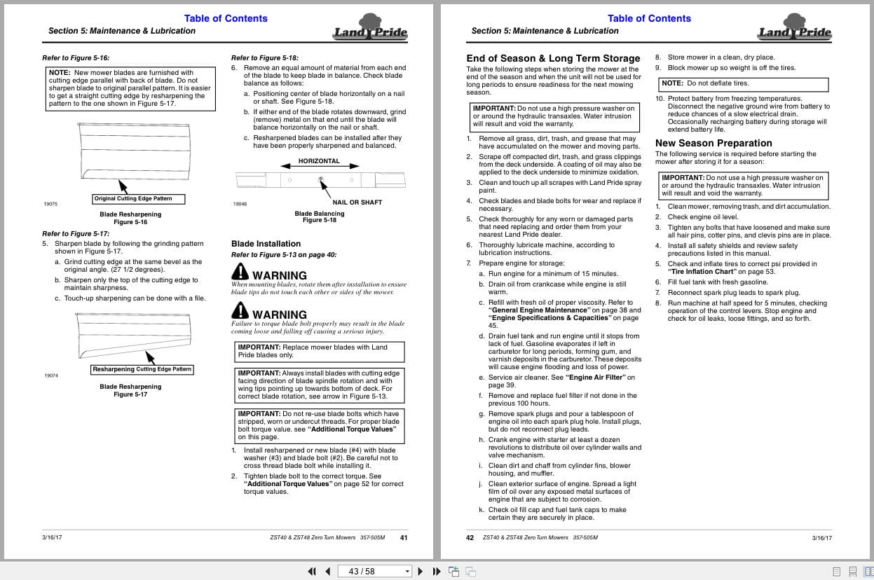 Land Pride Zero Turn Mowers ZST40 ZST48 Operation Manual 357 505M (2)