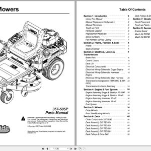 Land Pride Zero Turn Mowers ZST40 ZST48 Parts Manual 357 505P (1)