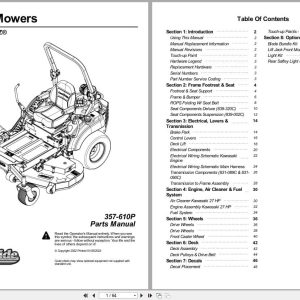 Land Pride Zero Turn Mowers ZT360 ZT372 Parts Manual 357 610P (1)