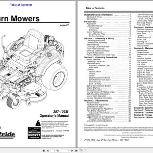Land Pride Zero Turn Mowers ZT60 ZT72 Operation Manual 357 103M (1)