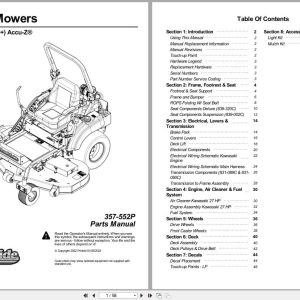Land Pride Zero Turn Mowers ZT60i ZT72i Parts Manual 357 552P (1)