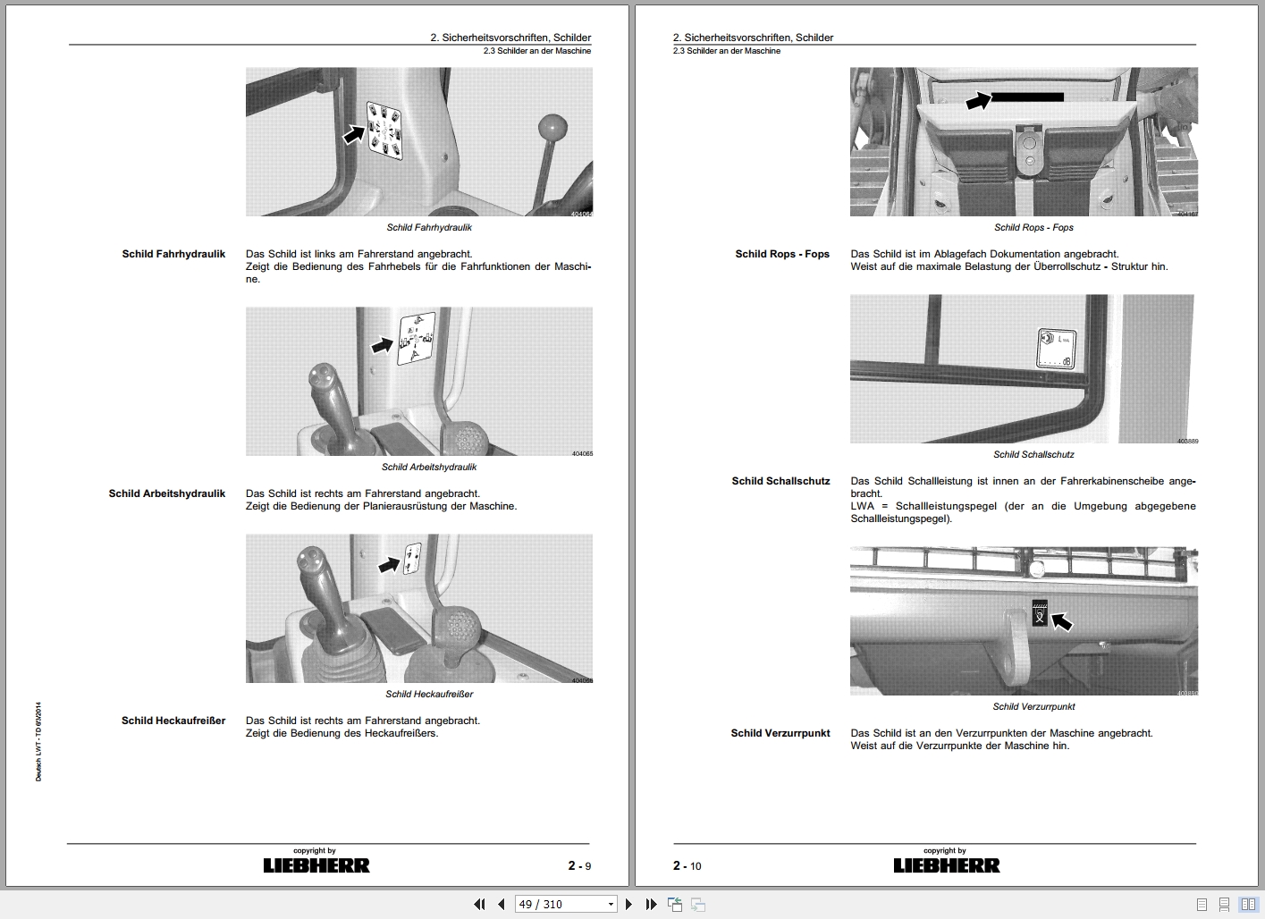 Liebherr Bulldozer PR 754 Litronic Operating Instructions 9085070 DE (2)