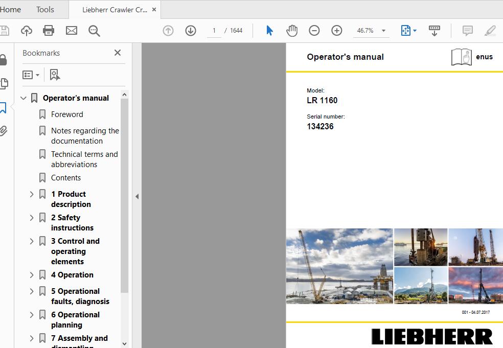 Liebherr Crawler Crane LR 1160 (134236) Full Shop Manual (1)