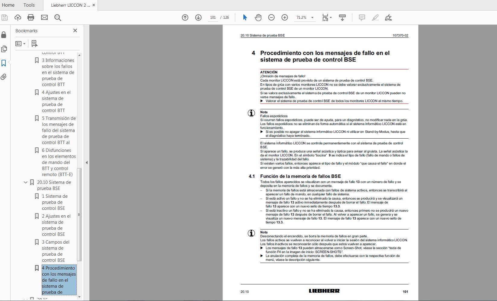 Liebherr LICCON 2 Diagnostics Operating Instructions DE 99904 05 10 (4)