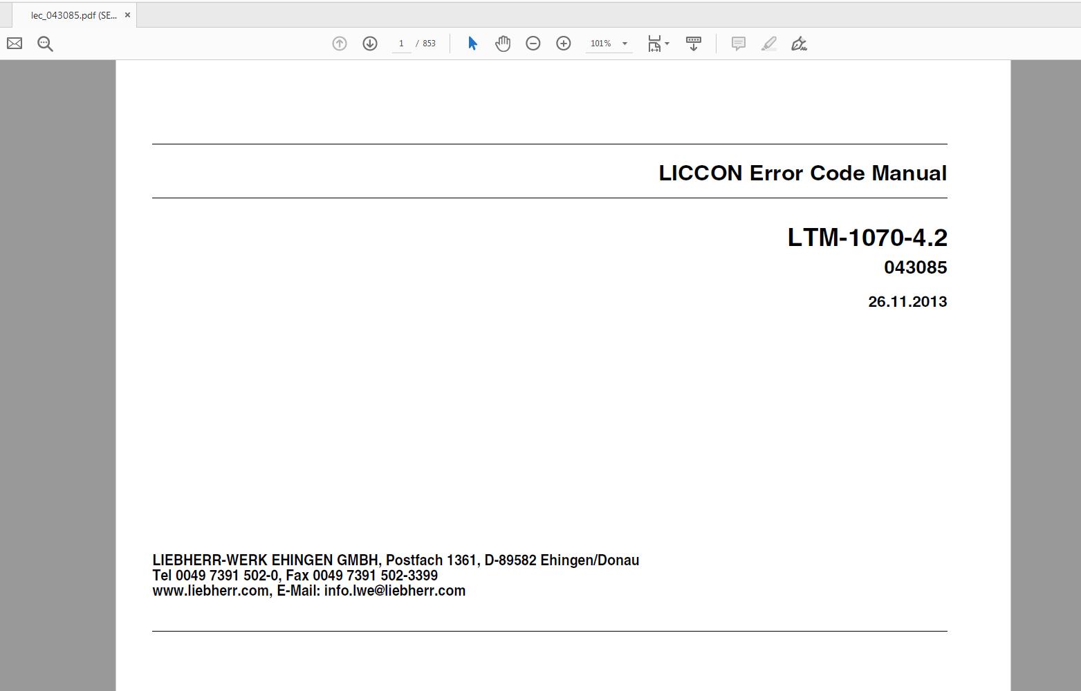 Liebherr LTM 1070 4.2 899645308 LICCON Error Code Manual RU (1)