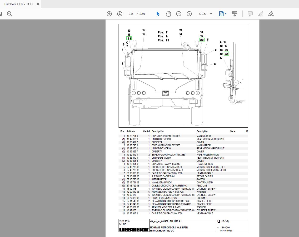 Liebherr LTM 1090 4 1 Spare Part Catalog EN ES RU 061909 (3)
