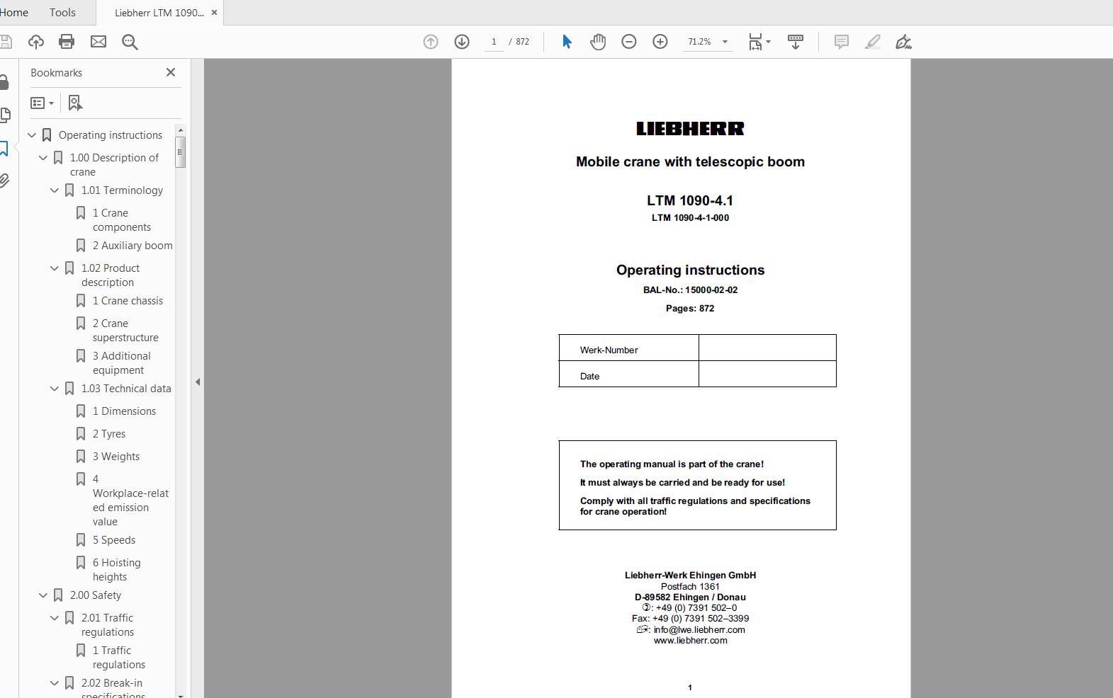 Liebherr LTM 1090 4.1 Operating Instruction Manual Engine Error Code (2)