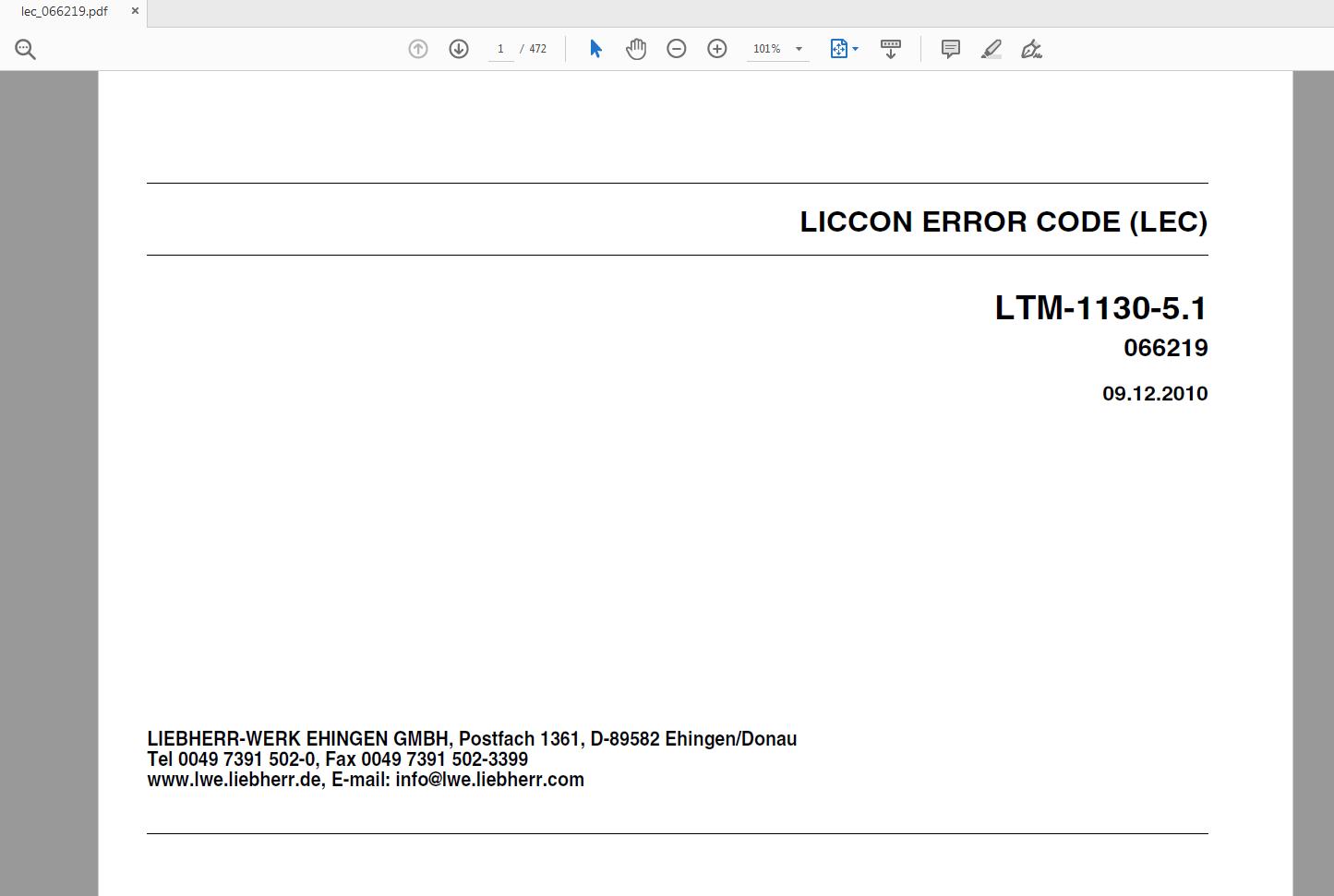 Liebherr LTM 1130 5.1 LICCON Error Code List 066219 RU (1)