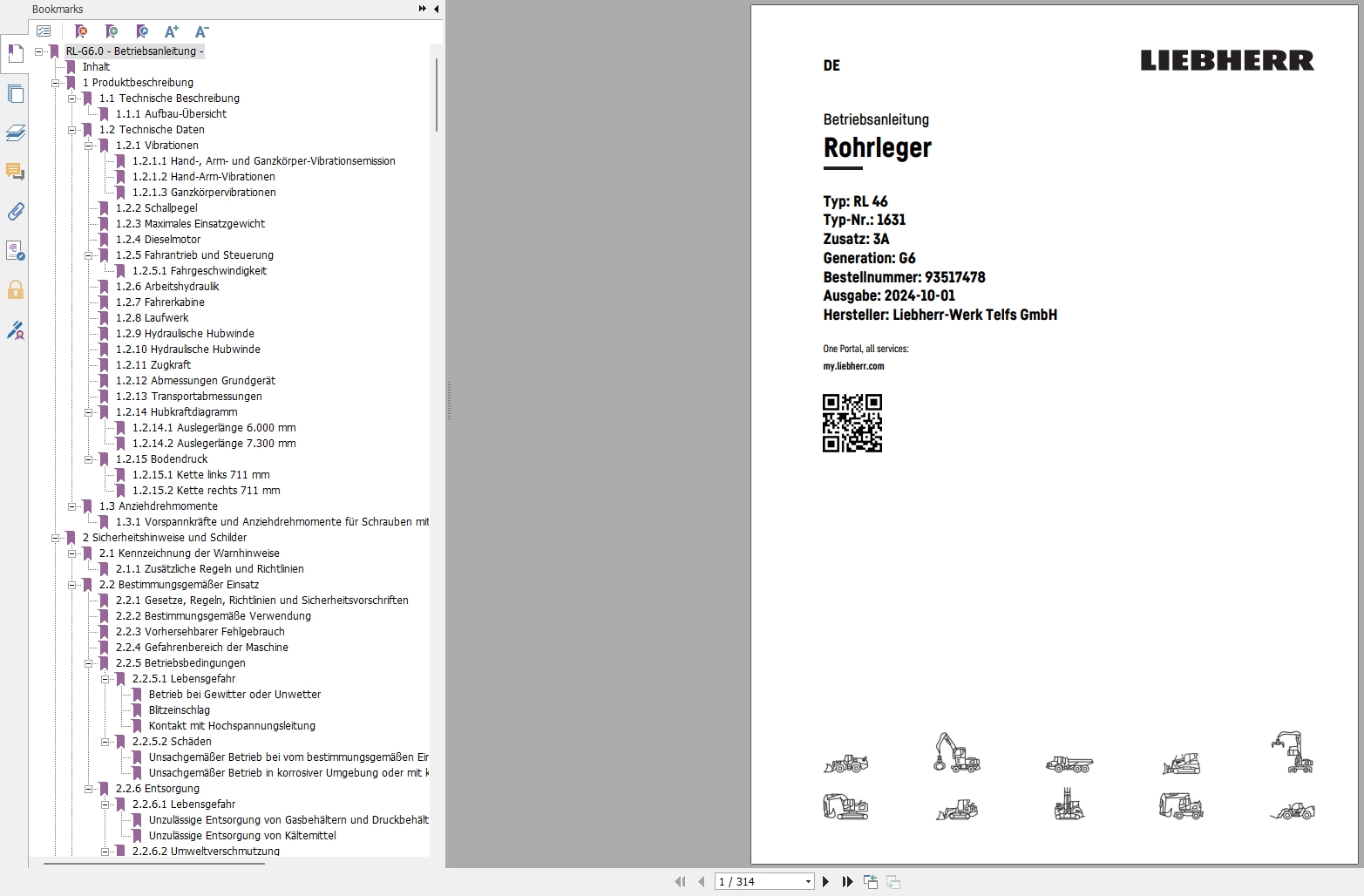 Liebherr Pipelayer RL 46 1631 3A Operating Instructions 93517478 2024 DE (1)