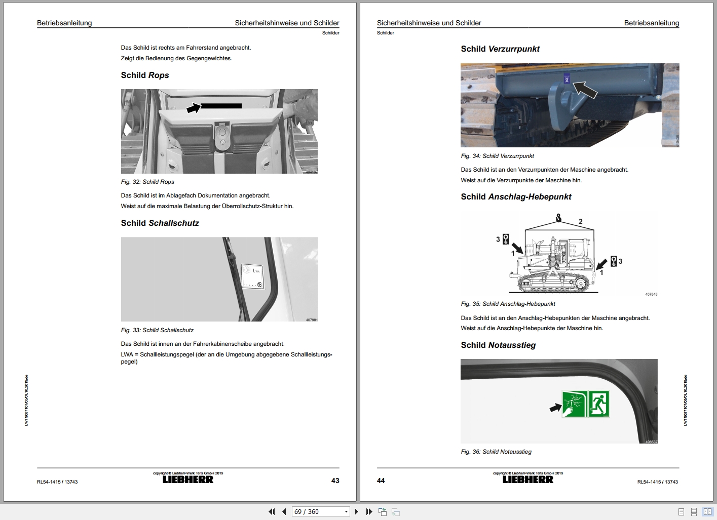 Liebherr Pipelayer RL 54 Operating Instructions 9087107 DE (2)