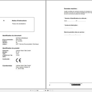 Liebherr Pipelayer RL 54 Operating Instructions 93517225 FR (1)