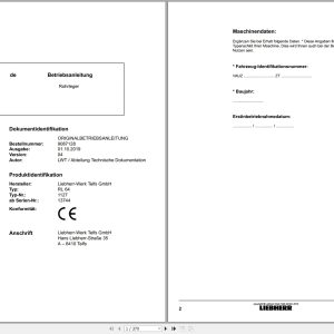 Liebherr Pipelayer RL 64 Operating Instructions 9087128 DE (1)
