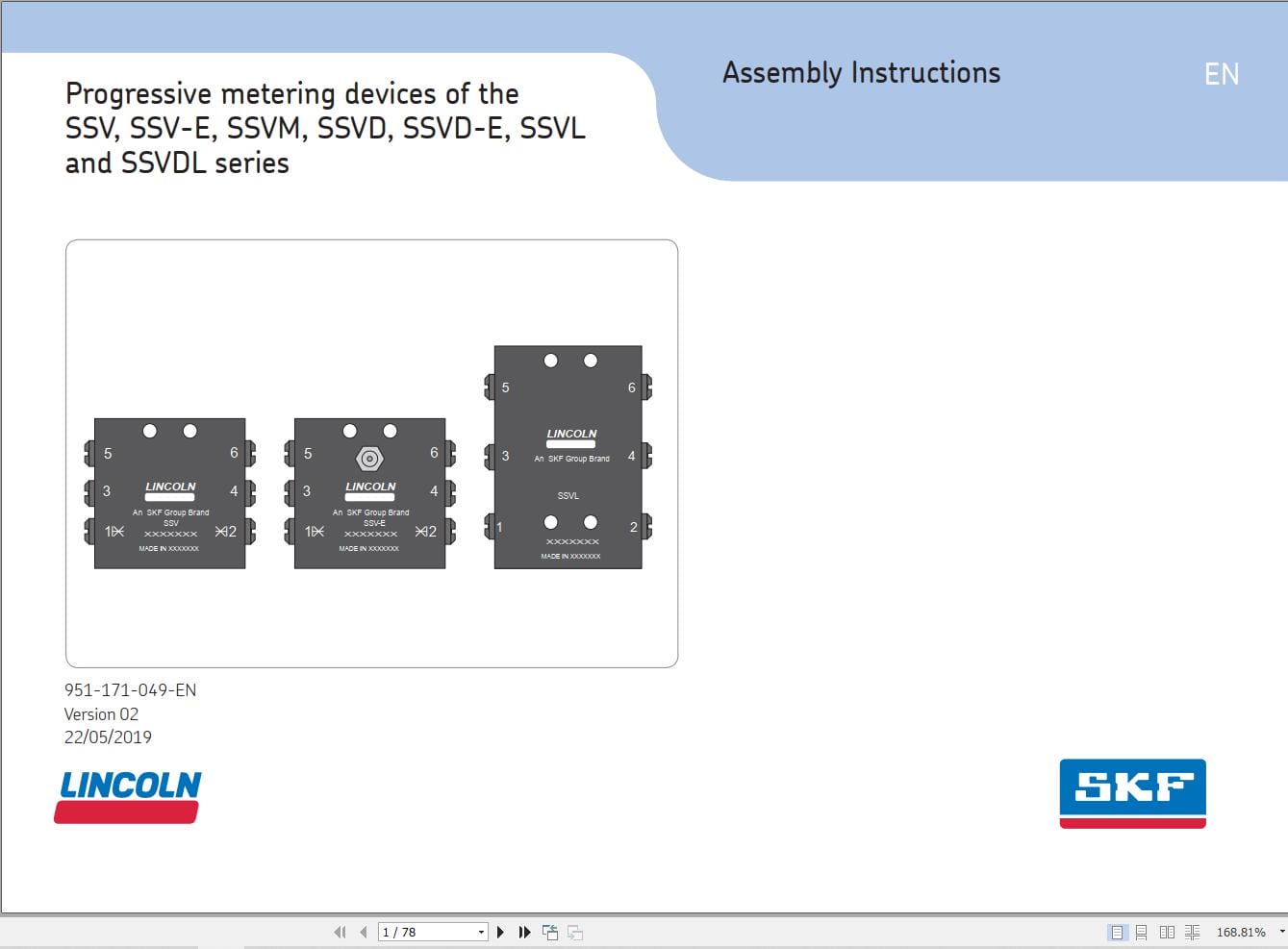 Lincoln SSV SSV E SSVM SSVD SSVD E SSVL SSVDL series Assembly Instructions (1)